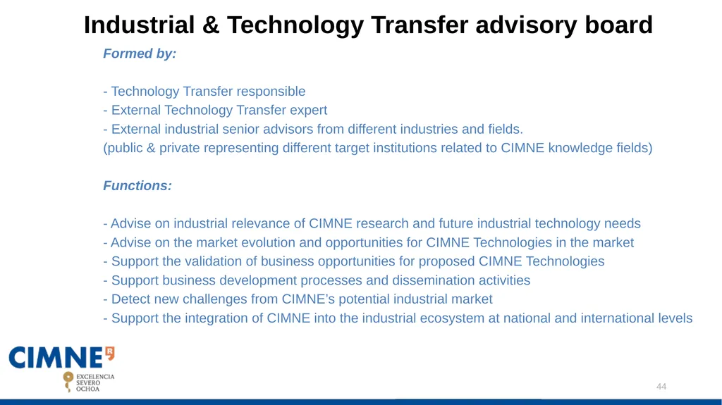 CIMNE DRAFT STRATEGIC PLAN: Javier Bonet Contents: - slide 44 of 47