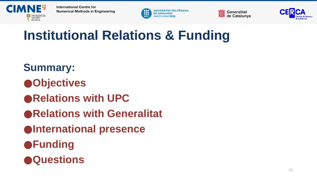 CIMNE DRAFT STRATEGIC PLAN: Javier Bonet Contents: - slide 18 of 47