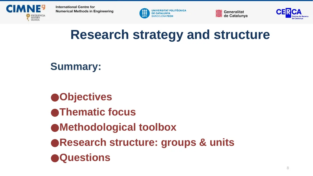 CIMNE DRAFT STRATEGIC PLAN: Javier Bonet Contents: - slide 8 of 47