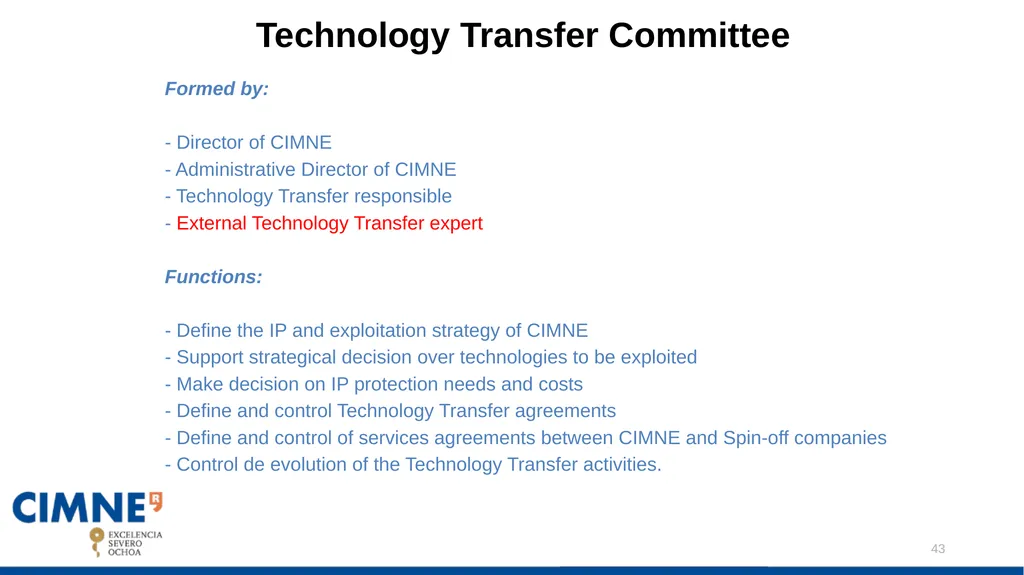 CIMNE DRAFT STRATEGIC PLAN: Javier Bonet Contents: - slide 43 of 47