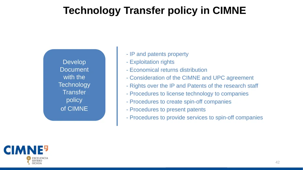 CIMNE DRAFT STRATEGIC PLAN: Javier Bonet Contents: - slide 42 of 47