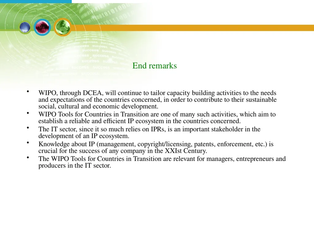 WORLD INTELLECTUAL PROPERTY ORGANIZATION WIPO - slide 21 of 23