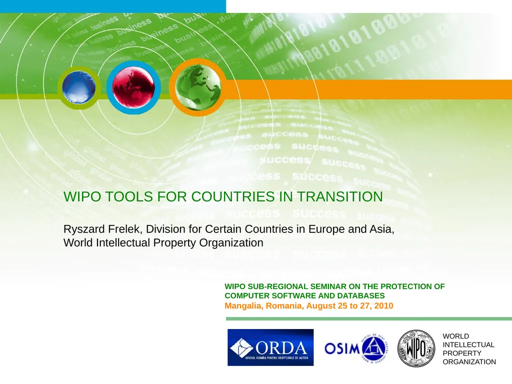 WORLD INTELLECTUAL PROPERTY ORGANIZATION WIPO - slide 1 of 23