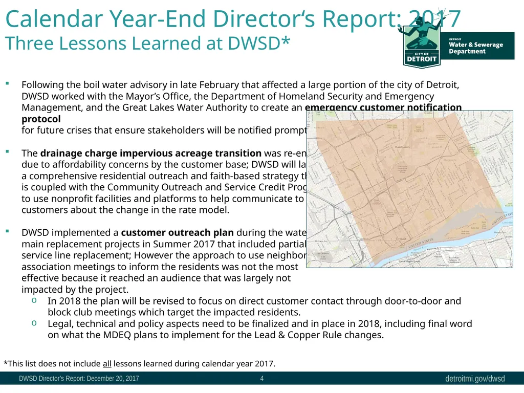 December 20, 2017 Director’s Report Table of - slide 4 of 5