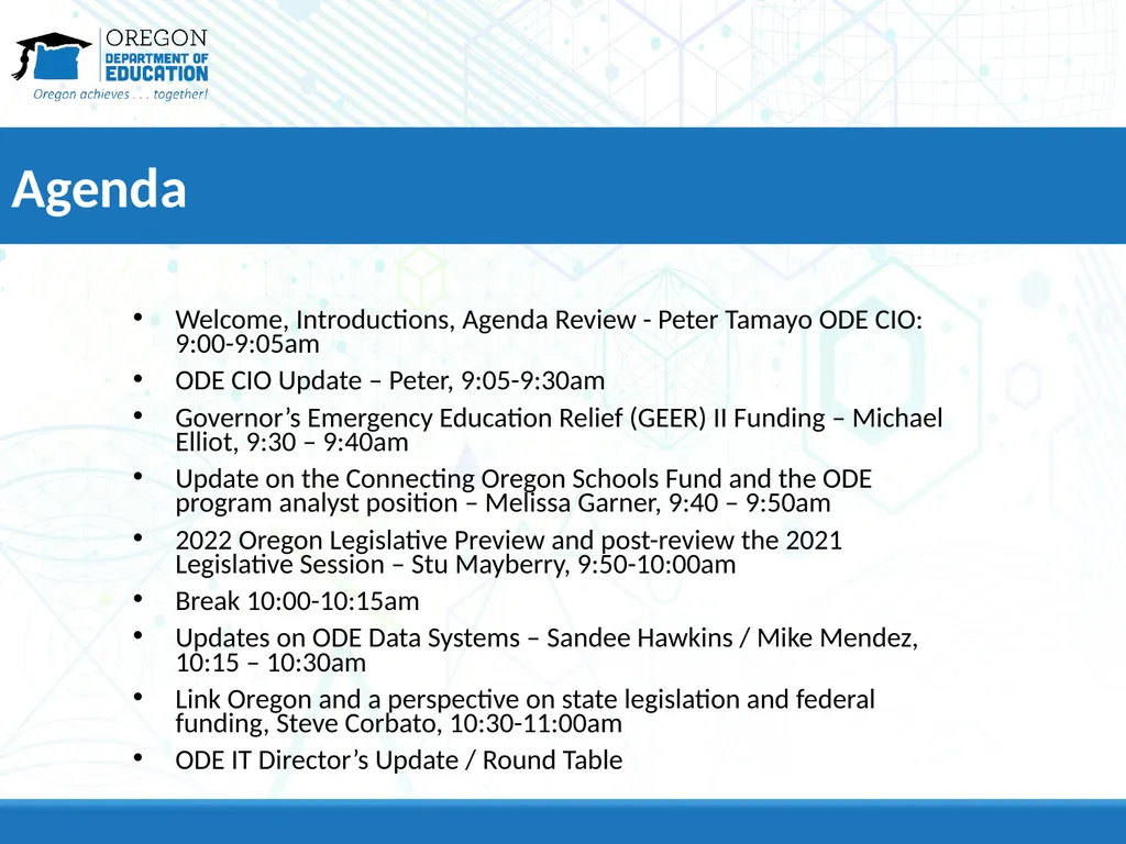 Quarterly School District IT Manager’s Meeting - slide 2 of 10