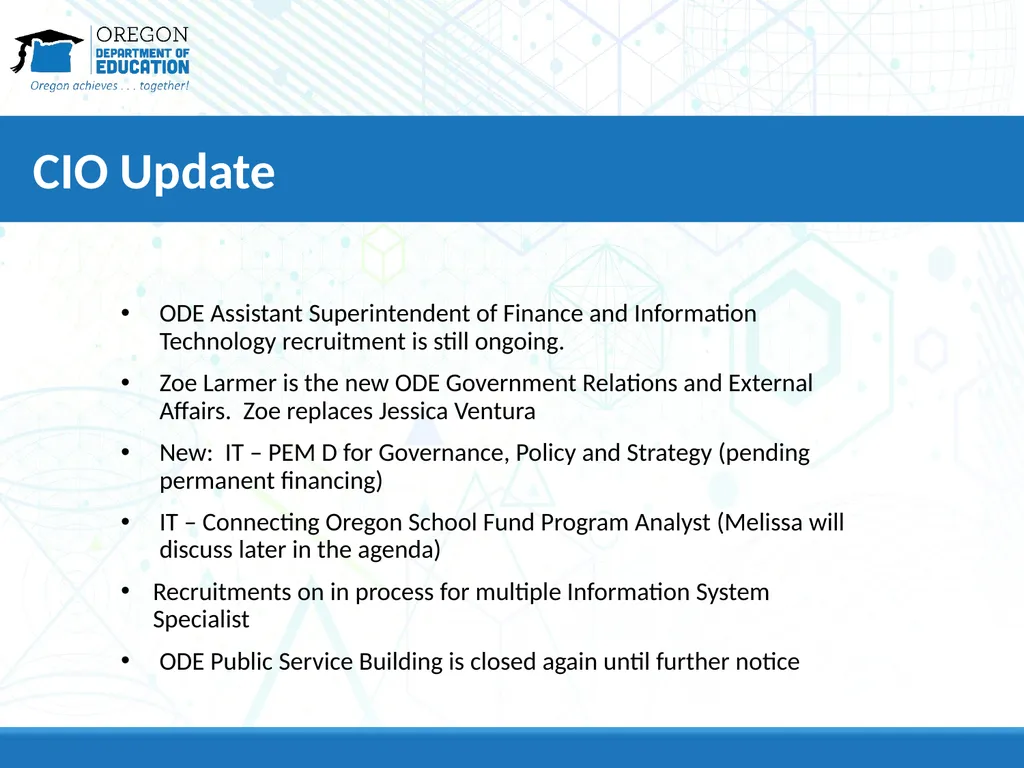 Quarterly School District IT Manager’s Meeting - slide 3 of 10