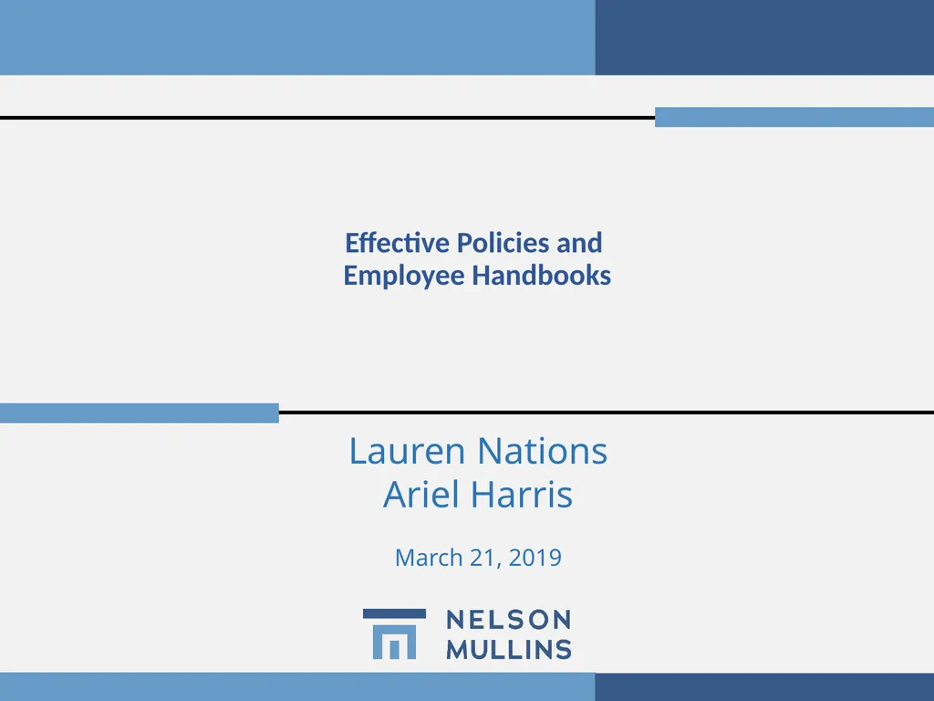 Effective Policies and Employee Handbooks Lauren