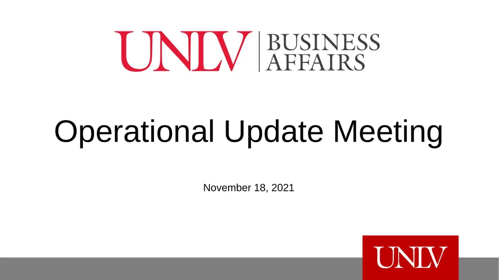 Operational Update Meeting November 18, 2021