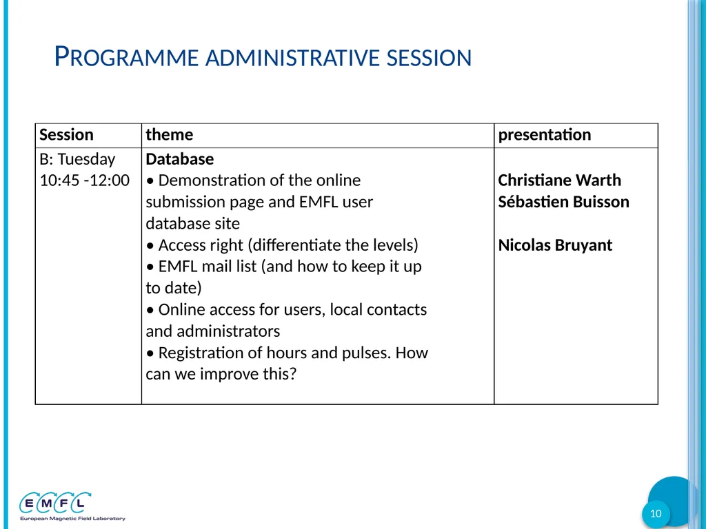 EMFL Days Arles, France 01-03 October 2018 - slide 10 of 12