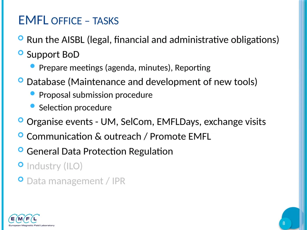 EMFL Days Arles, France 01-03 October 2018 - slide 8 of 12