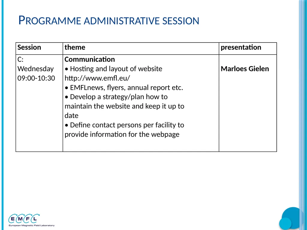 EMFL Days Arles, France 01-03 October 2018 - slide 11 of 12