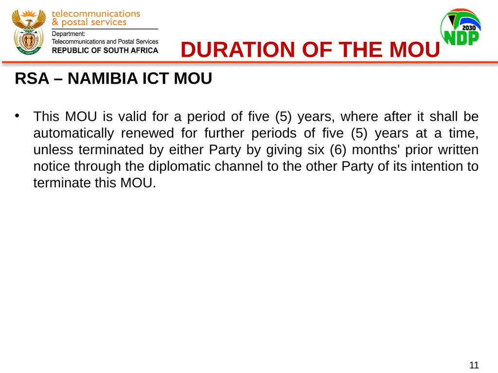 Presentation of Signed Bilateral Agreements with - slide 11 of 28