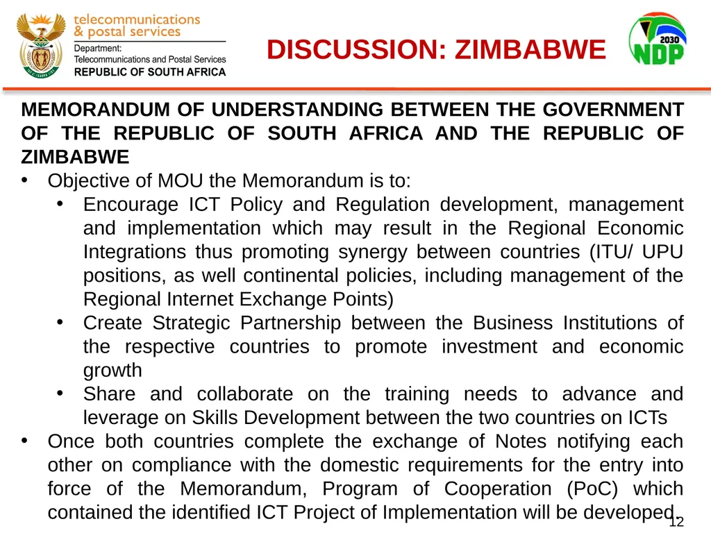 Presentation of Signed Bilateral Agreements with - slide 12 of 28