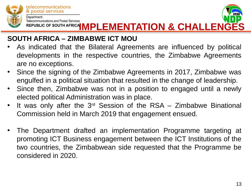 Presentation of Signed Bilateral Agreements with - slide 13 of 28