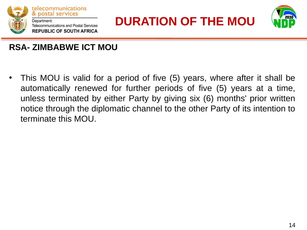 Presentation of Signed Bilateral Agreements with - slide 14 of 28