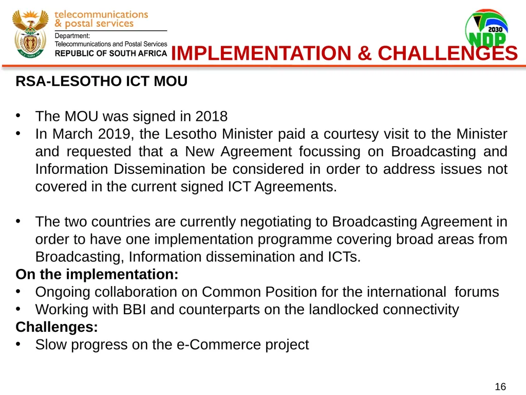 Presentation of Signed Bilateral Agreements with - slide 16 of 28