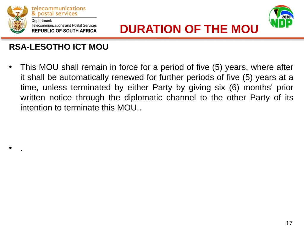 Presentation of Signed Bilateral Agreements with - slide 17 of 28