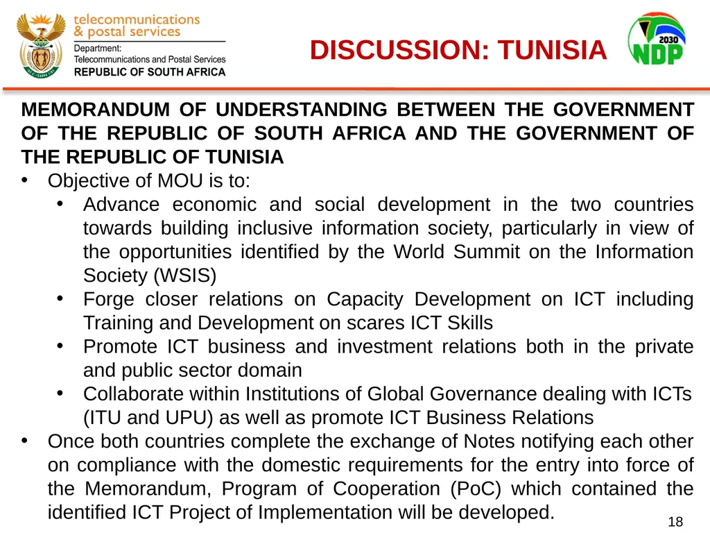 Presentation of Signed Bilateral Agreements with - slide 18 of 28