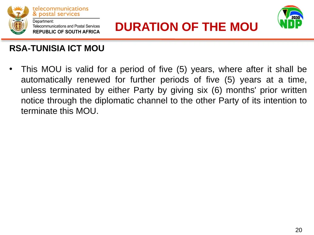 Presentation of Signed Bilateral Agreements with - slide 20 of 28