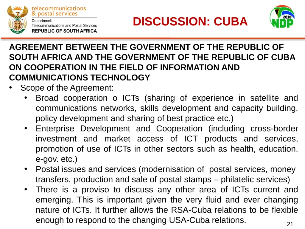 Presentation of Signed Bilateral Agreements with - slide 21 of 28