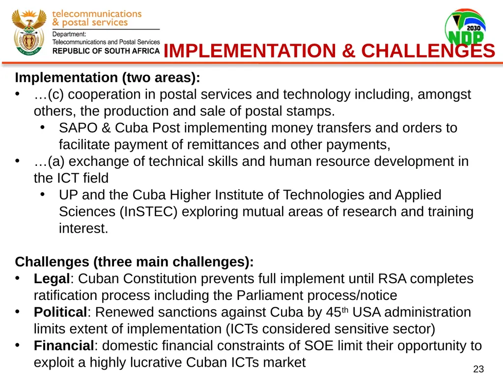 Presentation of Signed Bilateral Agreements with - slide 23 of 28