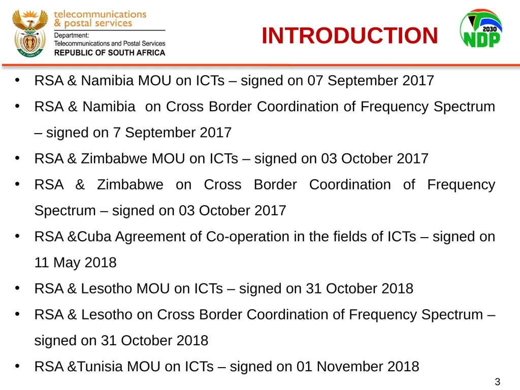 Presentation of Signed Bilateral Agreements with - slide 3 of 28