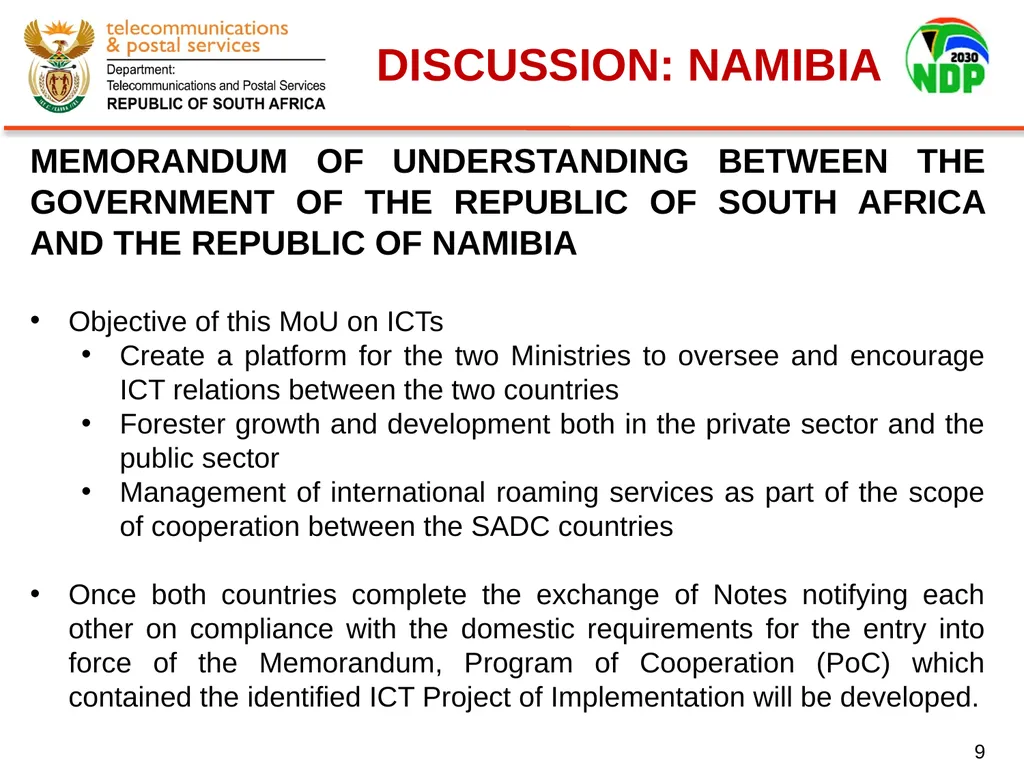 Presentation of Signed Bilateral Agreements with - slide 9 of 28