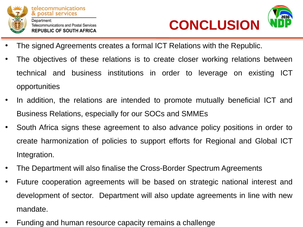 Presentation of Signed Bilateral Agreements with - slide 28 of 28