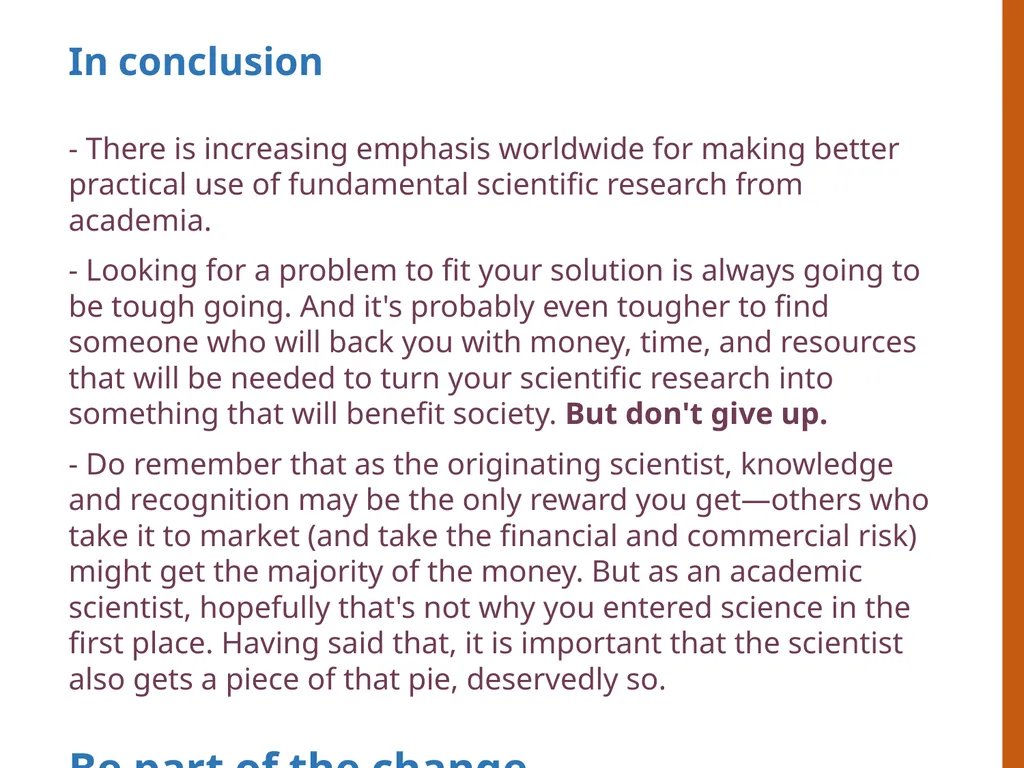 Translating Basic Research to Benefit Society - slide 29 of 30