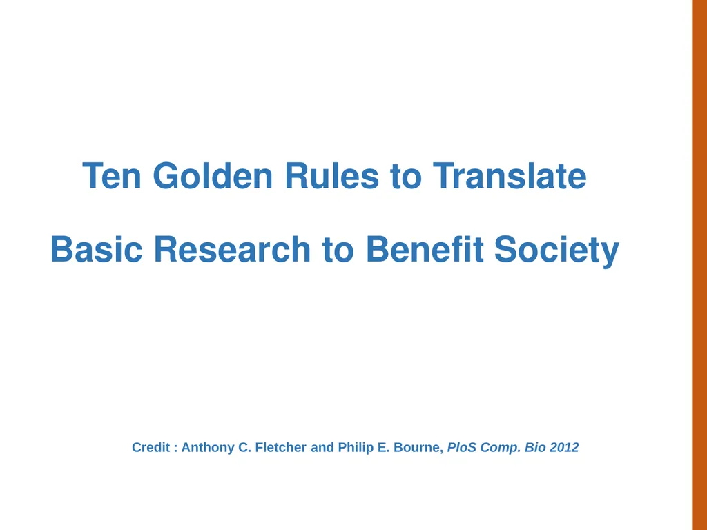 Translating Basic Research to Benefit Society - slide 12 of 30