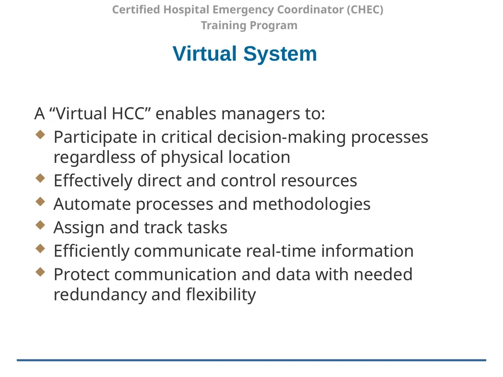 Certified Hospital Emergency Coordinator (CHEC) - slide 33 of 37