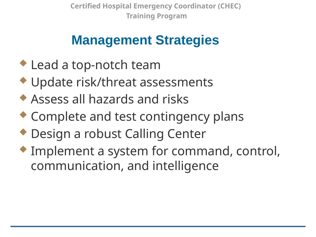 Certified Hospital Emergency Coordinator (CHEC) - slide 15 of 37