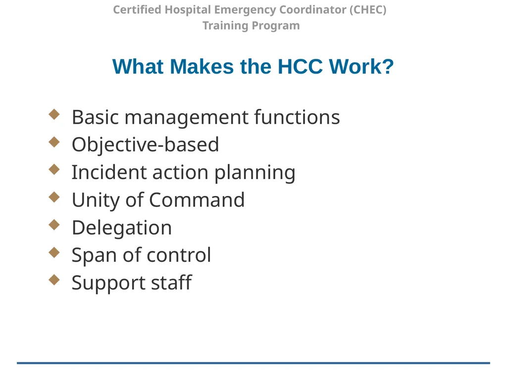 Certified Hospital Emergency Coordinator (CHEC) - slide 12 of 37