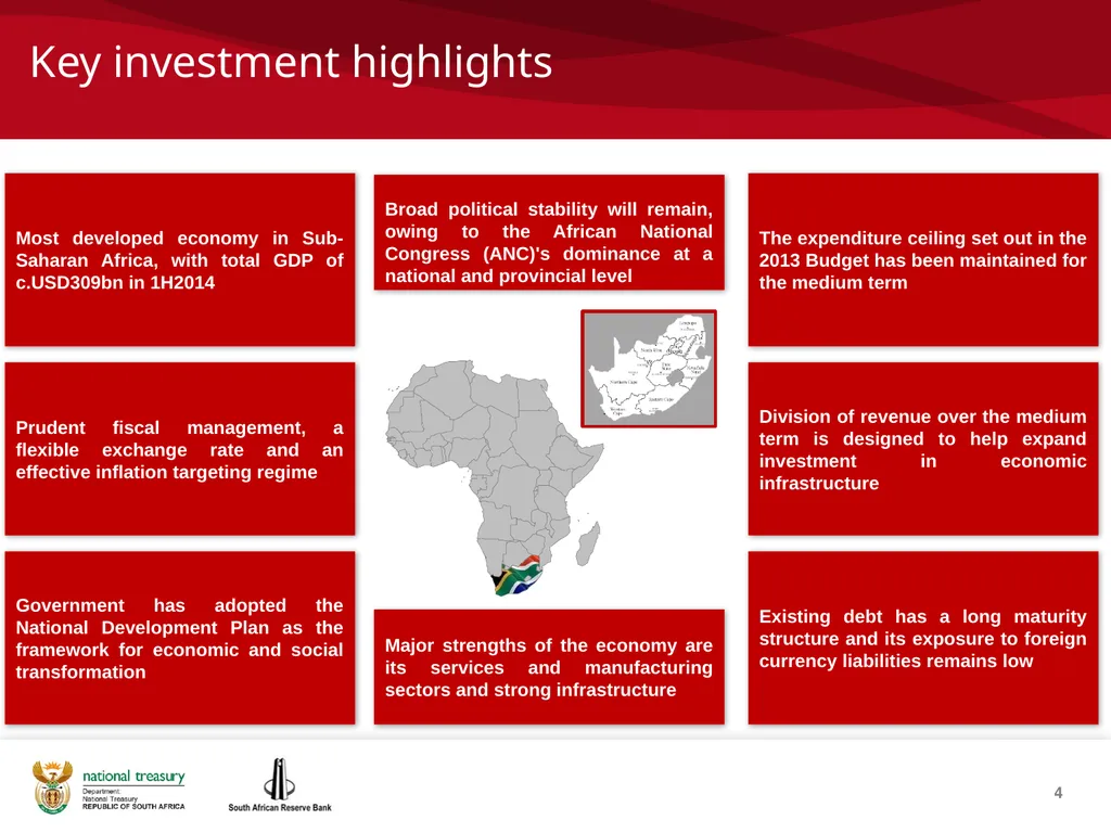 1 THE REPUBLIC OF SOUTH AFRICA Investor - slide 4 of 40