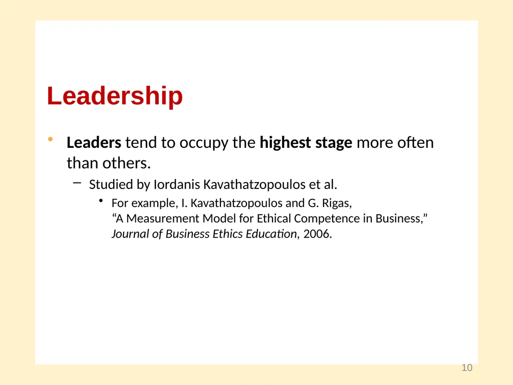 Moral Development and Leadership A Course in - slide 10 of 28