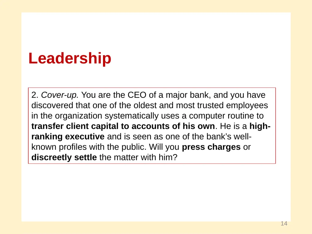 Moral Development and Leadership A Course in - slide 14 of 28