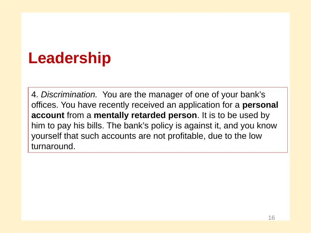Moral Development and Leadership A Course in - slide 16 of 28