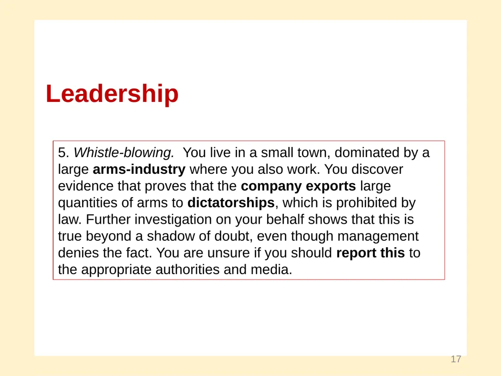 Moral Development and Leadership A Course in - slide 17 of 28