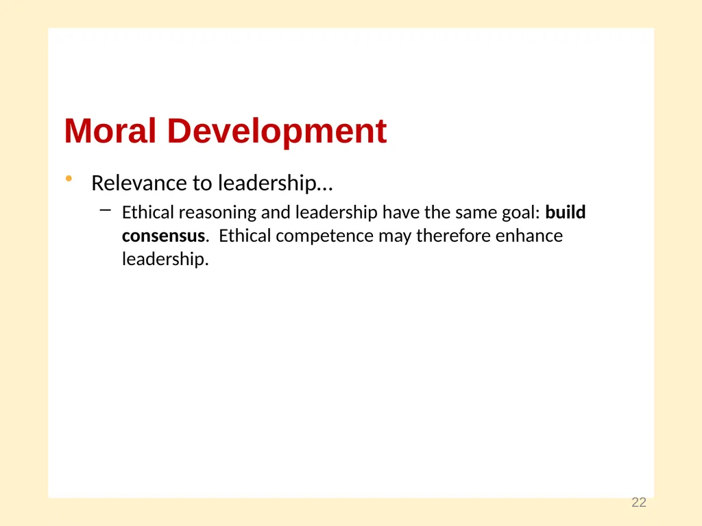 Moral Development and Leadership A Course in - slide 22 of 28
