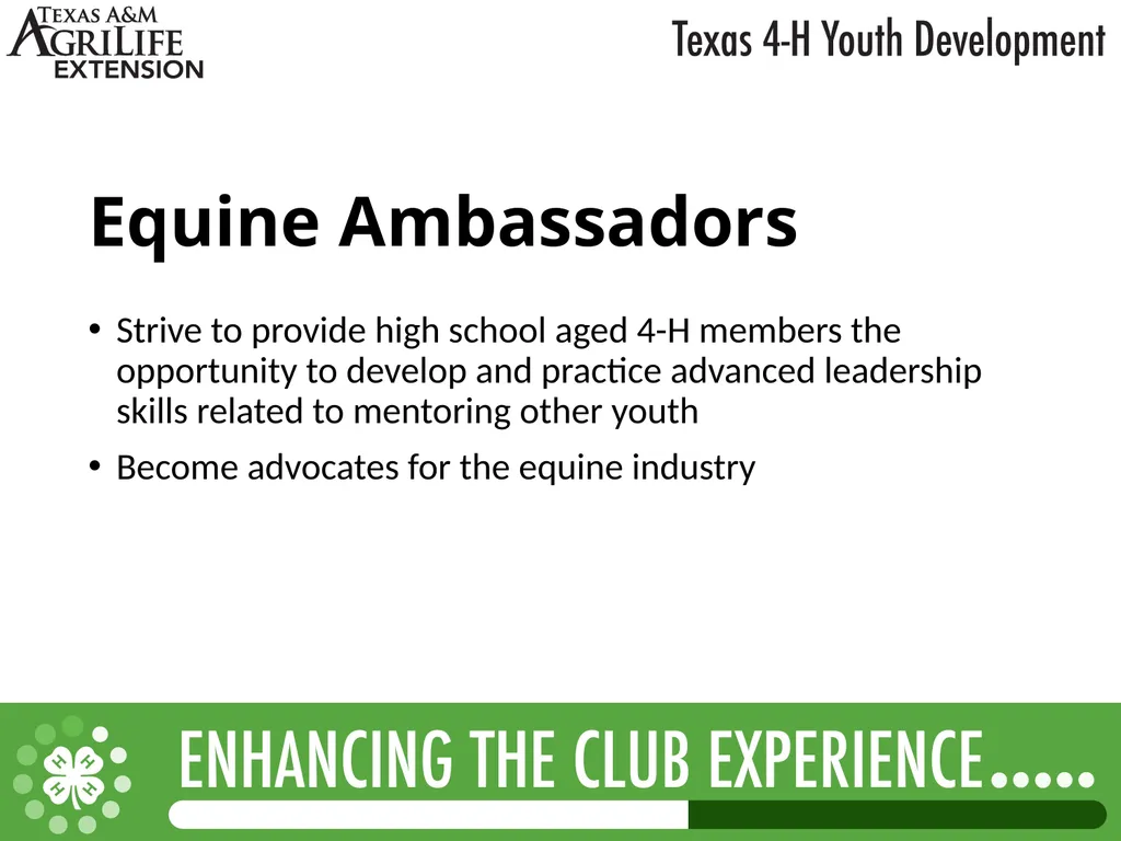 TEXAS 4-H LEADERSHIP OPPORTUNITIES What is - slide 10 of 22