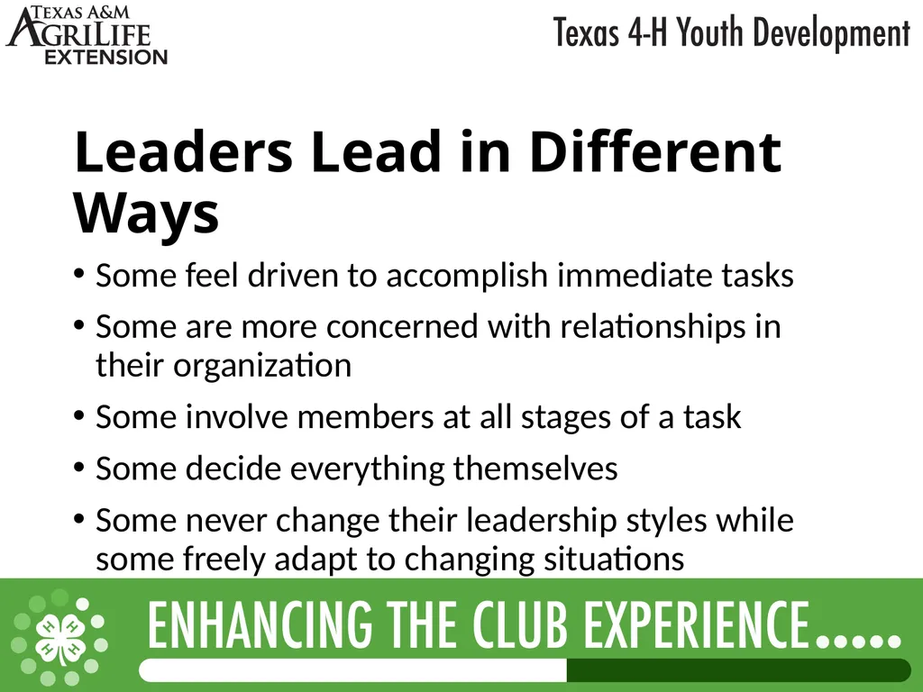 TEXAS 4-H LEADERSHIP OPPORTUNITIES What is - slide 3 of 22
