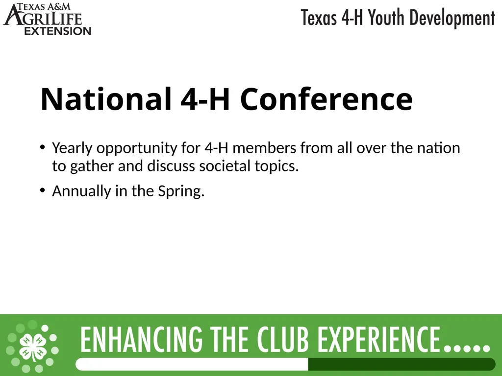 TEXAS 4-H LEADERSHIP OPPORTUNITIES What is - slide 17 of 22