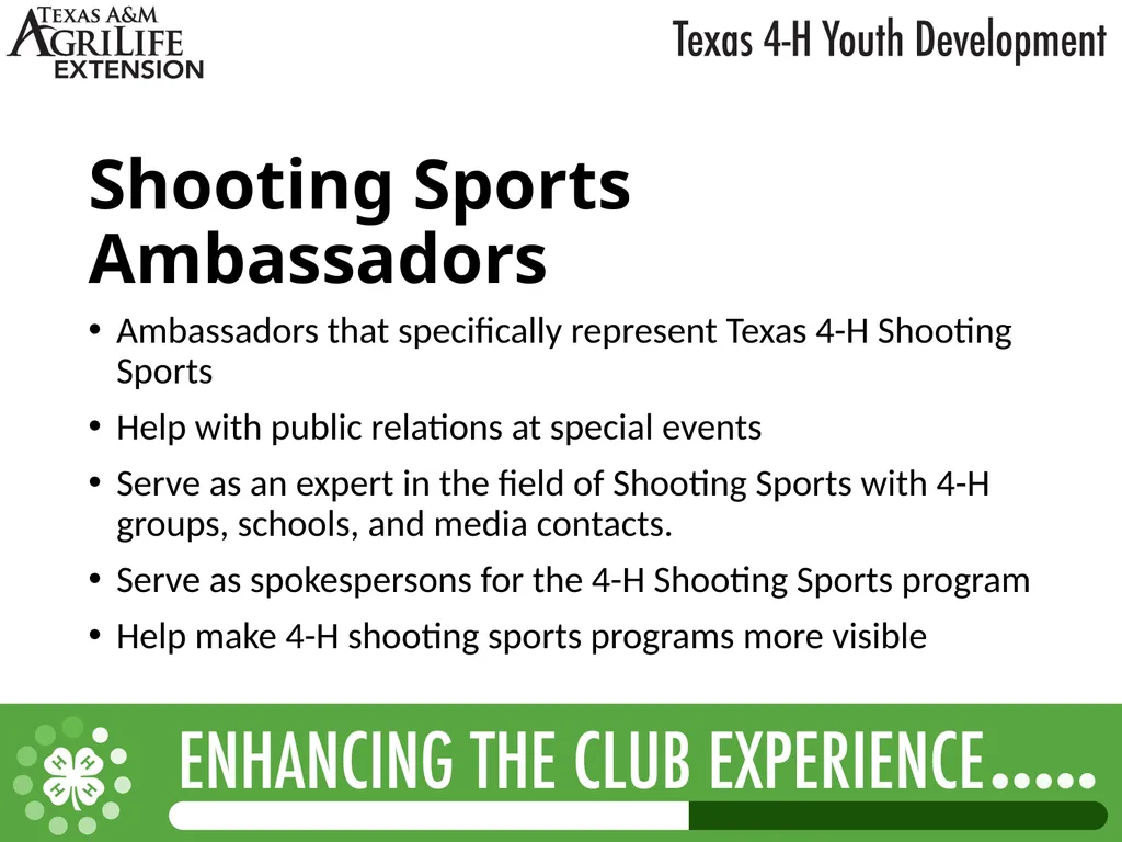 TEXAS 4-H LEADERSHIP OPPORTUNITIES What is - slide 13 of 22
