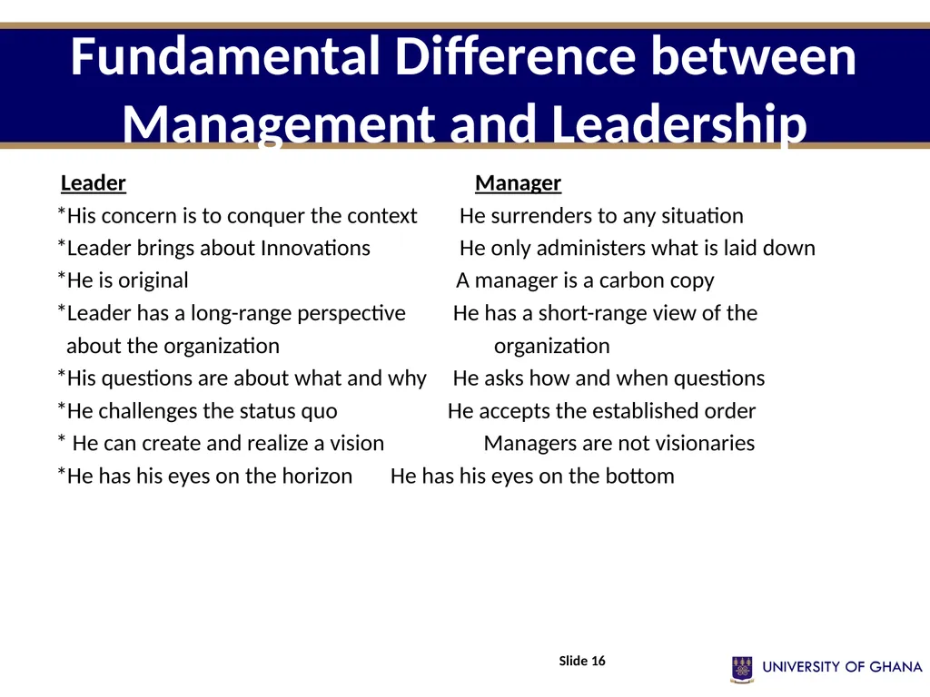 ADMINISTRATIVE LEADERSHIP (Part 3) Session Eleven - slide 16 of 24