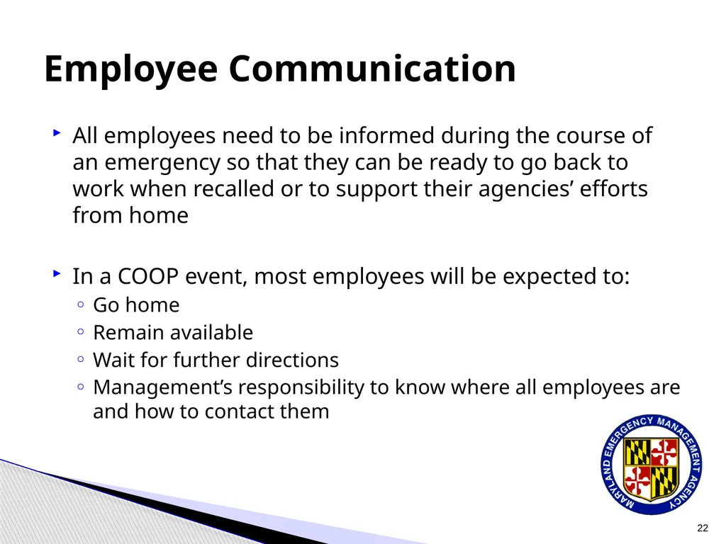 CPP COOP Communication and Notification Processes - slide 22 of 31