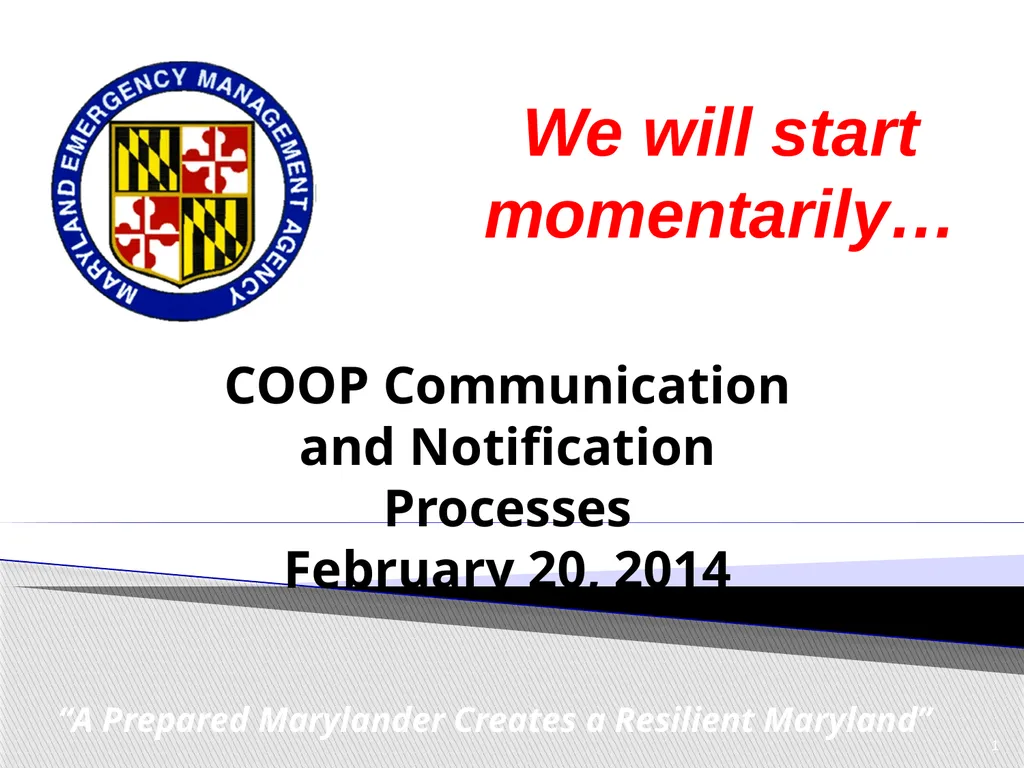 CPP COOP Communication and Notification Processes - slide 1 of 31