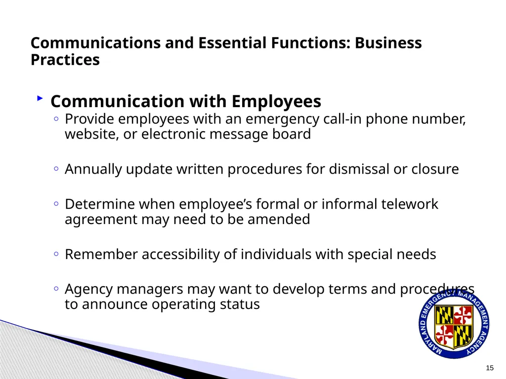 CPP COOP Communication and Notification Processes - slide 15 of 31