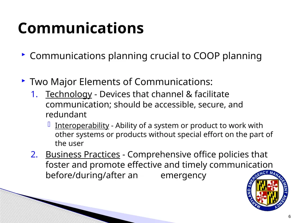 CPP COOP Communication and Notification Processes - slide 6 of 31