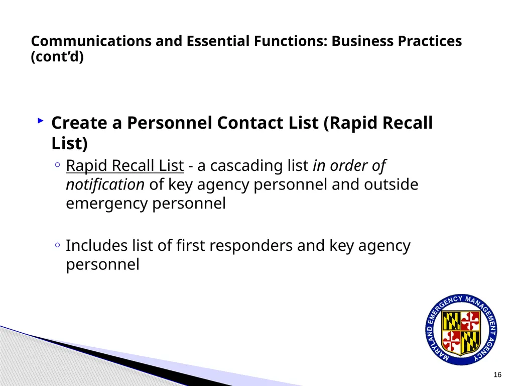 CPP COOP Communication and Notification Processes - slide 16 of 31