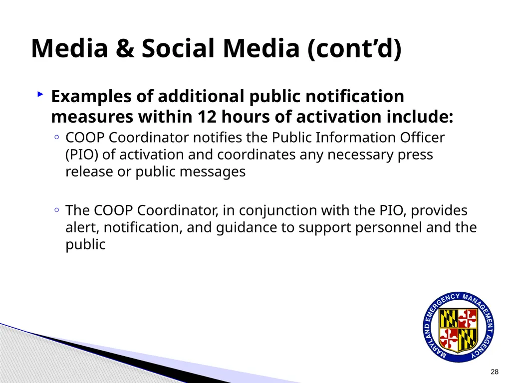 CPP COOP Communication and Notification Processes - slide 28 of 31